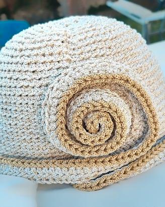 Cappello Donna Uncinetto Beige Boho Chic Handmade
