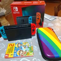 Nintendo switch con Super Mario Maker 2 e custodia