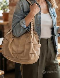 Borsa donna a spalla "Nicoli"36×40 cm-pelle vera
