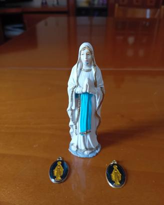 statuetta madonna e 2 medaglie miracolose anni70