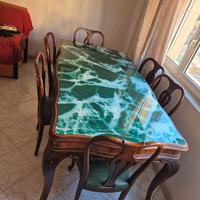 Tavolo da soggiorno e 6 sedie Chippendale