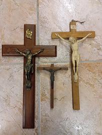 3 crocifissi cristiani legno vintage 