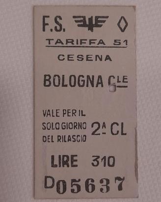 Biglietto ferroviario FS 1961, CESENA-BOLOGNA C.LE