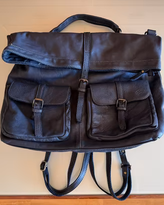 Zaino/borsa Barone Firenze in vera pelle nera
