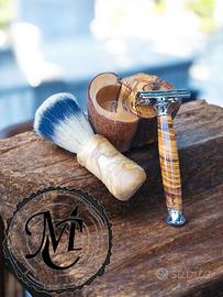 set da barba artigianali in legno di ulivo 
