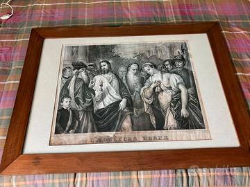 Cornice noce con stampa vintage