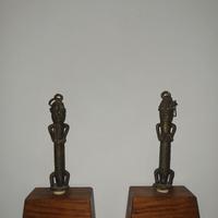 Coppia di Statuette Tribali in Bronzo/Ottone 