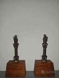 Coppia di Statuette Tribali in Bronzo/Ottone 