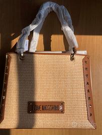 Love Moschino Raffia Shoulder Bag Camel New Sealed