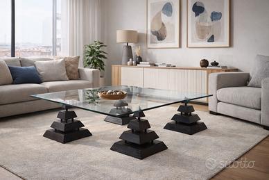 ELEGANTE TAVOLINO DA SALOTTO IN VETRO TEMPERATO