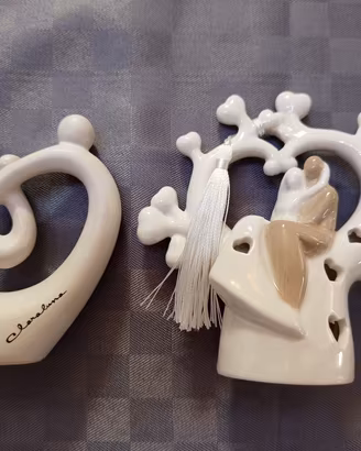 Coppia di Soprammobili Cuore famiglia 
