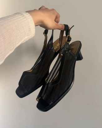 Sandali con tacco neri vintage chic eleganti