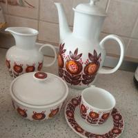 Set 12 tazzine con piattini teiera porcellana fine