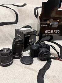 canon r50+obiettivi rf1.8-50mm e 18-150mm