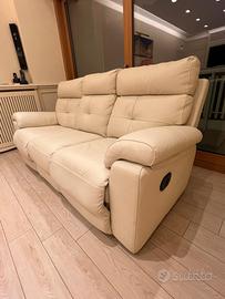 Divano in pelle relax beige 3 posti Dondi Salotti