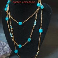 set collana lunga+bracciale+orecchini apatite,