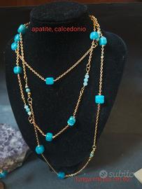 set collana lunga+bracciale+orecchini apatite,