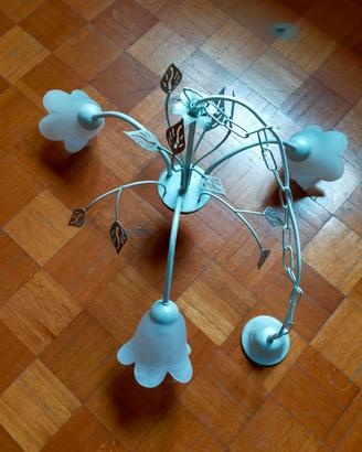 lampadario metallo e bianco 
