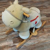 Cavallo a dondolo in legno e tessuto