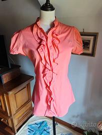 camicia Gaudì maniche corte sfiancata rosa corallo