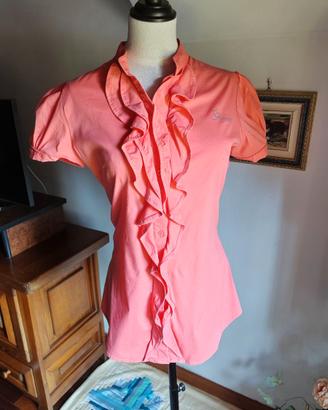 camicia Gaudì maniche corte sfiancata rosa corallo