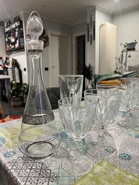 Set bicchieri cristallo con bottiglia