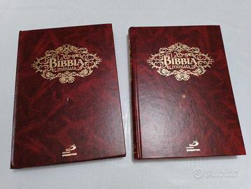 Due volumi Sacra Bibbia miniata 