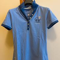 Polo azzurra, donna