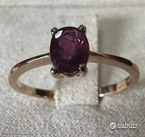 ANELLO SOLITARIO ORO ROSA 18kt. CON RUBINO OVALE