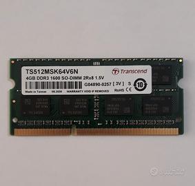 Ram Transcend 4GB - DDR3 1600 SO-DIMM 2Rx8