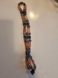 Bracciale perline marroni e grigie