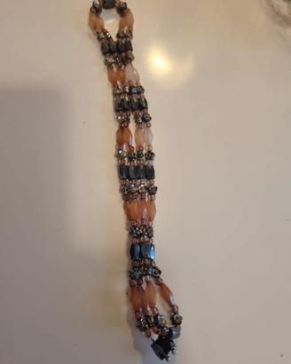 Bracciale perline marroni e grigie