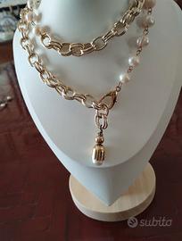 Catena doppia con perle d'acqua dolce