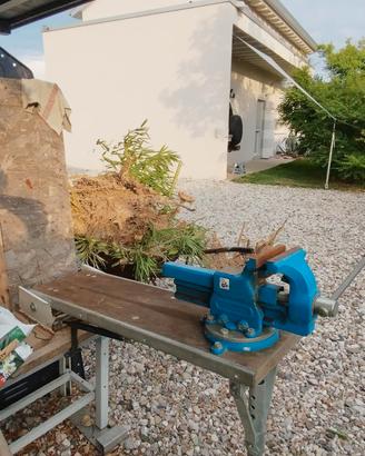 morsa professionale con banchetto e base girevole 