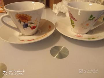 Tazzine con piattino dipinte a mano Brandani nuove