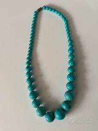 Collana vintage turchese naturale a sfere