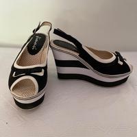 Sandalo zeppa a righe 37