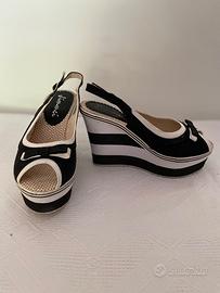 Sandalo zeppa a righe 37