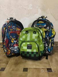Lotto 3 Zaini Trolley Scuola Appack + Minecraft
