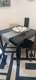 Tavolo nero in vetro 90x90 allungabile (180x90)