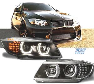 FARI BMW E90 E91 05-08 ANGEL EYES LED 3D FONDO NER