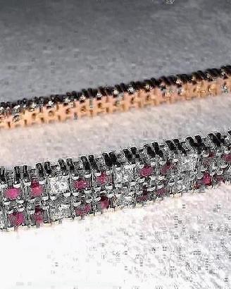 BRACCIALE TENNIS ORO ROSA 18kt. DIAMANTI E RUBINI