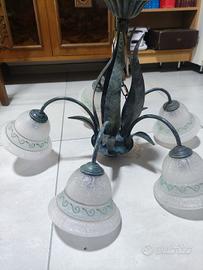 lampadario a soffitto in ferro battuto 