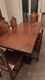 Elegante Tavolo Classico in Legno + 6 Sedie Intagl
