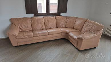 Divano angolare in vera pelle