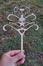 Cresima Cake Topper in legno 