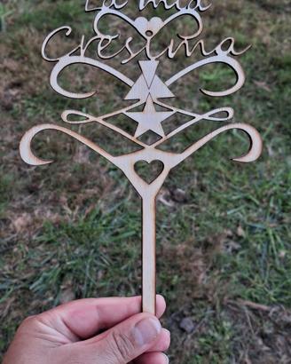 Cresima Cake Topper in legno 