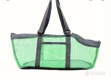Borsa porta animali con rete traspirante verde