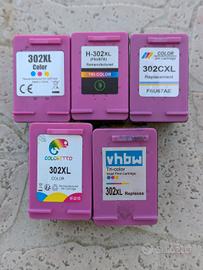 5 CARTUCCE VUOTE HP302XL   COLORE DA RICARICARE 