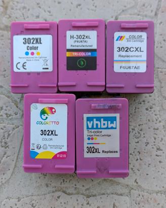 5 CARTUCCE VUOTE HP302XL   COLORE DA RICARICARE 